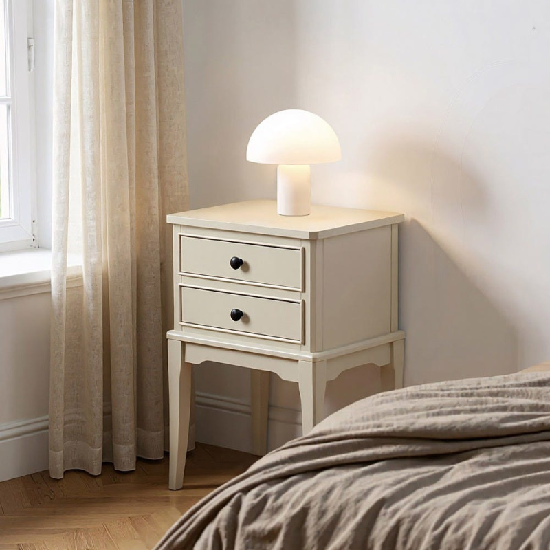 Chevet romantique chic 2 tiroirs en Bois de pin Bois MDF Gris clair Boal - 2