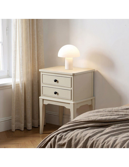 Chevet romantique chic 2 tiroirs en Bois de pin Bois MDF Gris clair Boal - 2