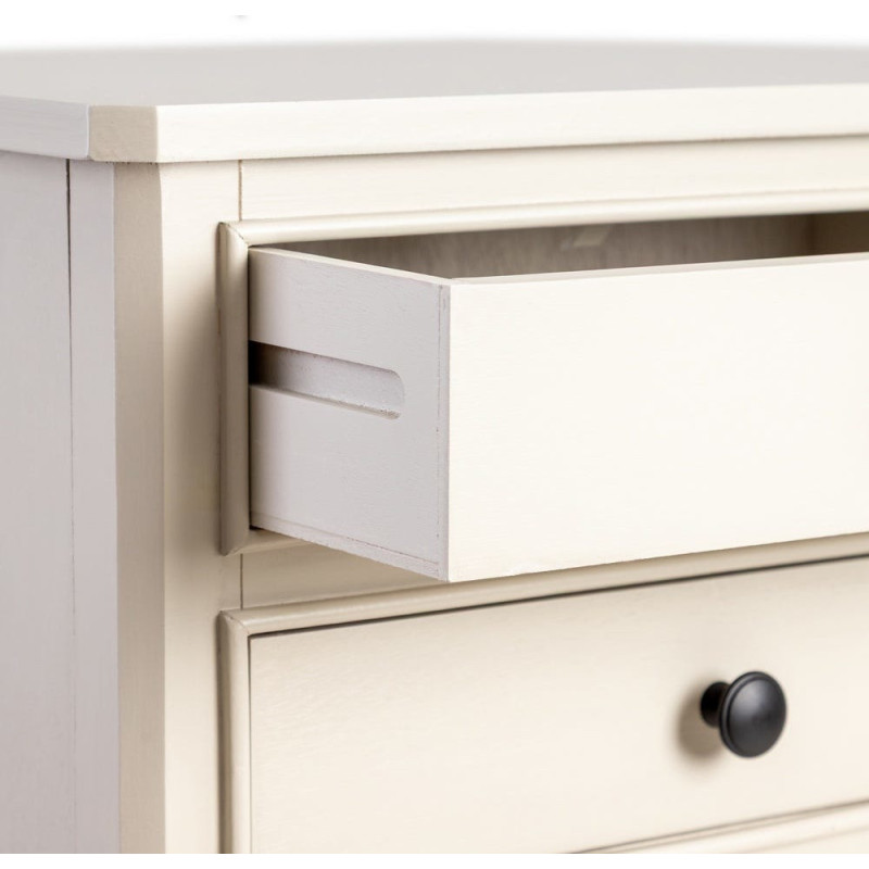 Chevet romantique chic 2 tiroirs en Bois de pin Bois MDF Gris clair Boal - 3