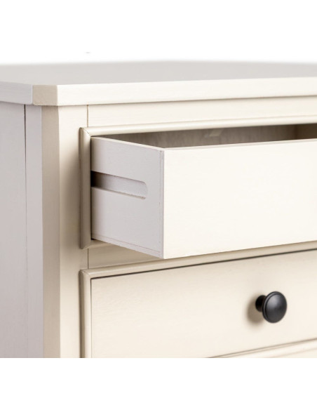 Chevet romantique chic 2 tiroirs en Bois de pin Bois MDF Gris clair Boal - 3