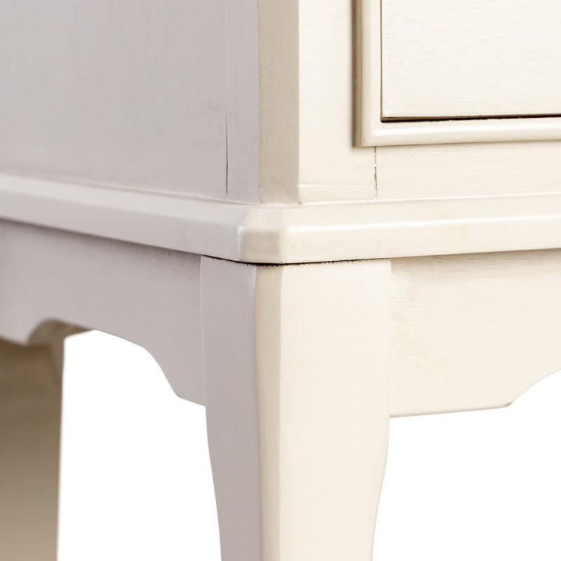 Chevet romantique chic 2 tiroirs en Bois de pin Bois MDF Gris clair Boal - 4