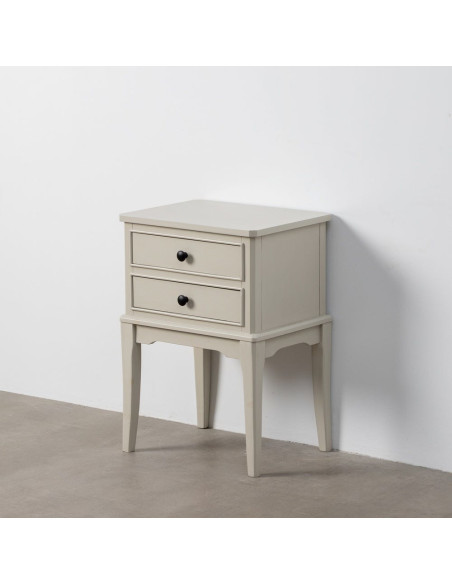 Chevet romantique chic 2 tiroirs en Bois de pin Bois MDF Gris clair Boal - 7