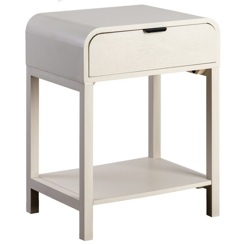 Chevet moderne arrondi 1 tiroir 1 étagère en Bois de pin Bois MDF Gris clair Moix - 1