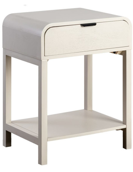 Chevet moderne arrondi 1 tiroir 1 étagère en Bois de pin Bois MDF Gris clair Moix - 1