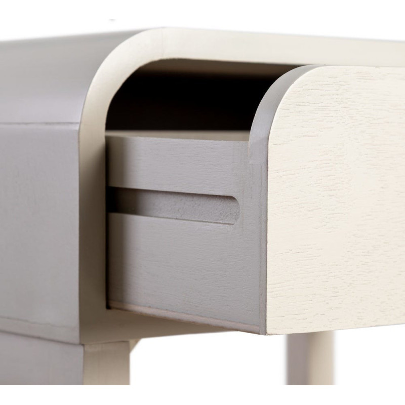 Chevet moderne arrondi 1 tiroir 1 étagère en Bois de pin Bois MDF Gris clair Moix - 3
