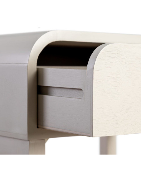 Chevet moderne arrondi 1 tiroir 1 étagère en Bois de pin Bois MDF Gris clair Moix - 3