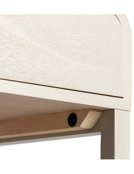 Chevet moderne arrondi 1 tiroir 1 étagère en Bois de pin Bois MDF Gris clair Moix - 4