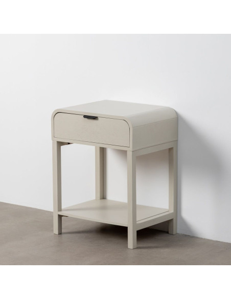 Chevet moderne arrondi 1 tiroir 1 étagère en Bois de pin Bois MDF Gris clair Moix - 6