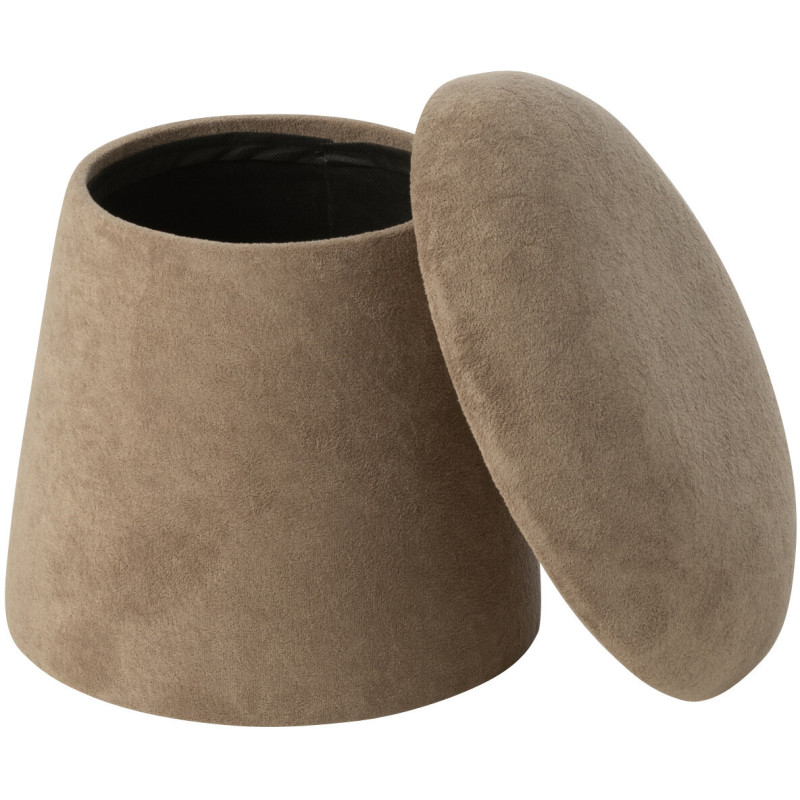 Tabouret original Champignon bouclette avec coffre en Tissu Grège Bouclé Bois MDF Mushlow - 3