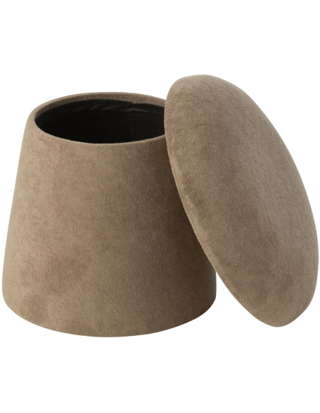 Tabouret original Champignon bouclette avec coffre en Tissu Grège Bouclé Bois MDF Mushlow - 3