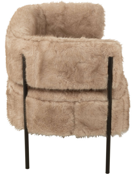 Canapé moderne chic poils longs 2 places en Tissu Taupe Métal Noir Cocoony - 6