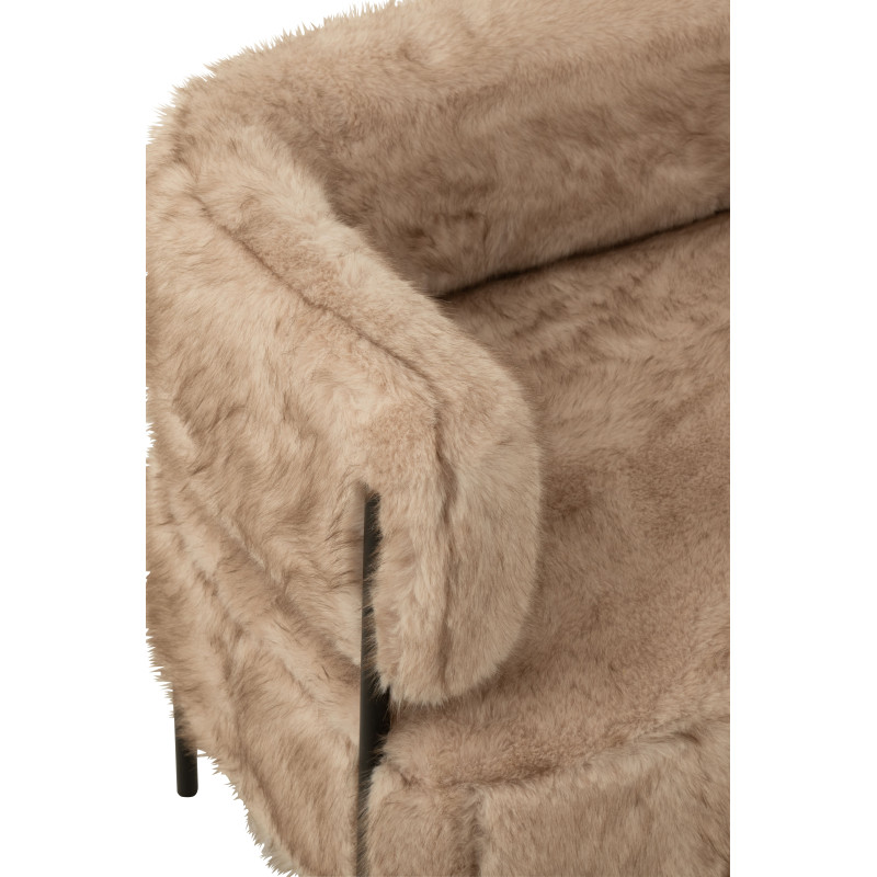 Canapé moderne chic poils longs 2 places en Tissu Taupe Métal Noir Cocoony - 7