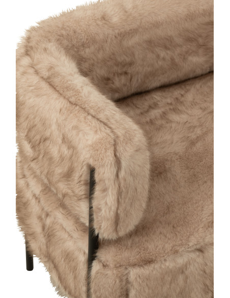 Canapé moderne chic poils longs 2 places en Tissu Taupe Métal Noir Cocoony - 7