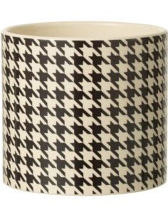 Grand Cache pot moderne Rond Diamètre 15 cm en Céramique Noir Blanc Motif pied de poule Margo - 1