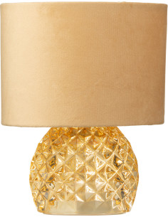 Lampe à poser moderne chic sans fil Hauteur 23 cm en Verre Tissu Doré Chikita - 1