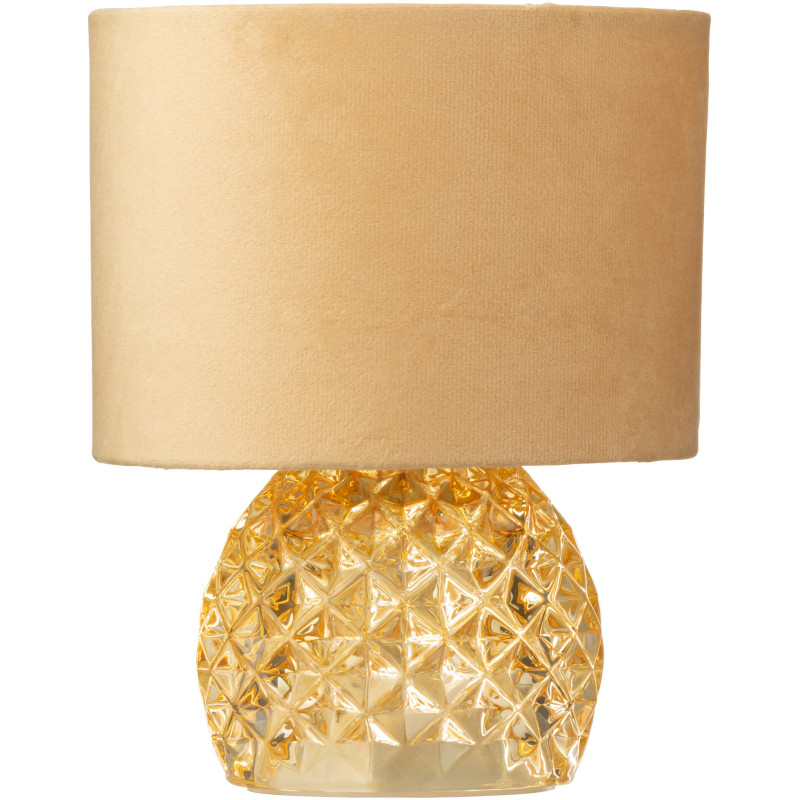 Lampe à poser moderne chic sans fil Hauteur 23 cm en Verre Tissu Doré Chikita - 1