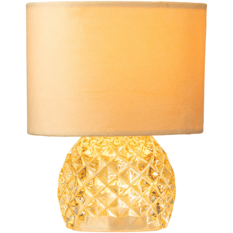 Lampe à poser moderne chic sans fil Hauteur 23 cm en Verre Tissu Doré Chikita - 2