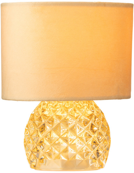 Lampe à poser moderne chic sans fil Hauteur 23 cm en Verre Tissu Doré Chikita - 2