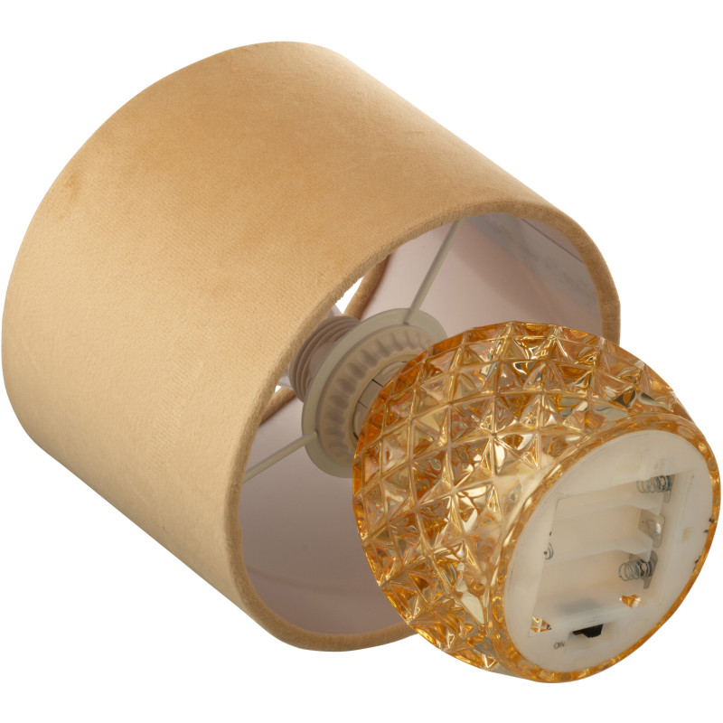 Lampe à poser moderne chic sans fil Hauteur 23 cm en Verre Tissu Doré Chikita - 3