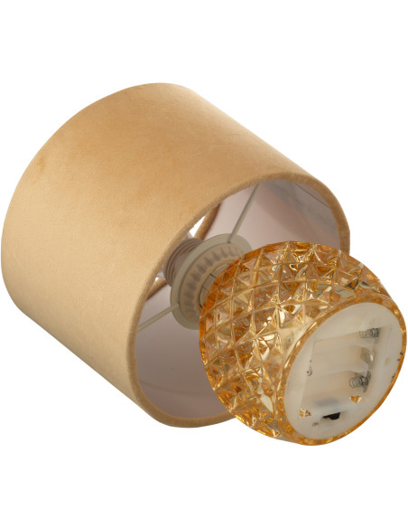 Lampe à poser moderne chic sans fil Hauteur 23 cm en Verre Tissu Doré Chikita - 3