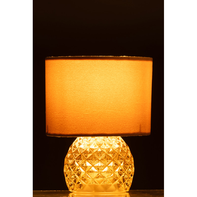 Lampe à poser moderne chic sans fil Hauteur 23 cm en Verre Tissu Doré Chikita - 4