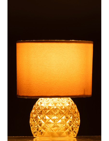 Lampe à poser moderne chic sans fil Hauteur 23 cm en Verre Tissu Doré Chikita - 4