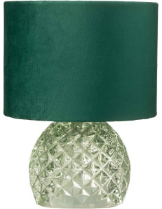 Lampe à poser moderne chic sans fil Hauteur 23 cm en Verre Tissu Vert Chikita - 1