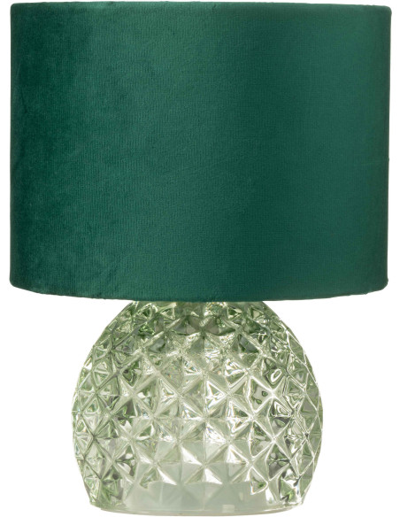Lampe à poser moderne chic sans fil Hauteur 23 cm en Verre Tissu Vert Chikita - 1