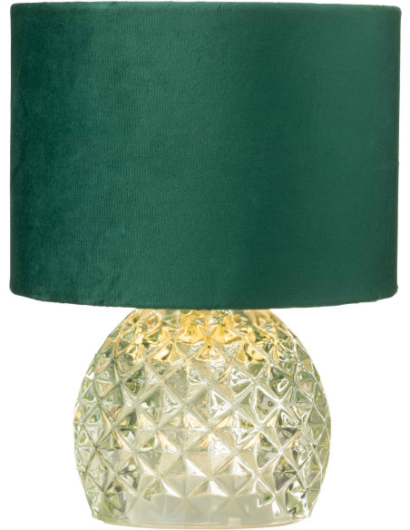Lampe à poser moderne chic sans fil Hauteur 23 cm en Verre Tissu Vert Chikita - 3