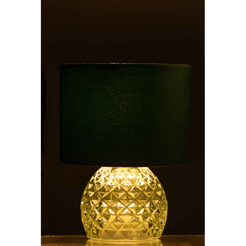 Lampe à poser moderne chic sans fil Hauteur 23 cm en Verre Tissu Vert Chikita - 5