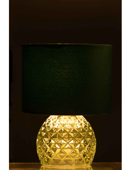 Lampe à poser moderne chic sans fil Hauteur 23 cm en Verre Tissu Vert Chikita - 5