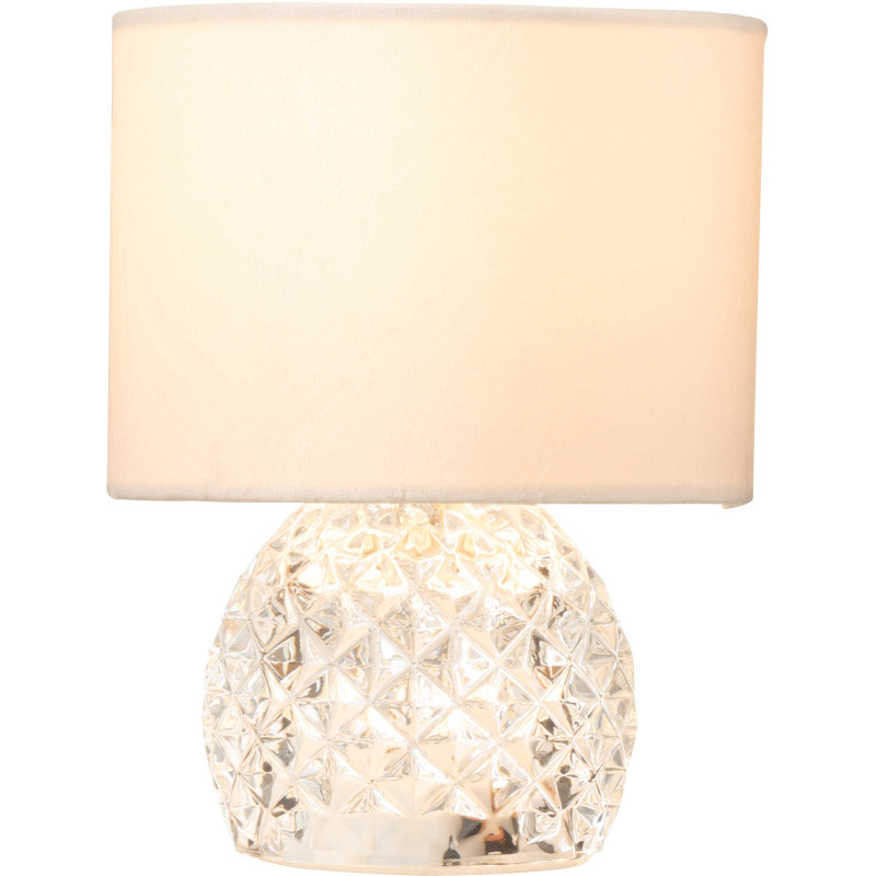 Lampe à poser moderne chic sans fil Hauteur 23 cm en Verre Transparent Tissu Blanc Chikita - 2