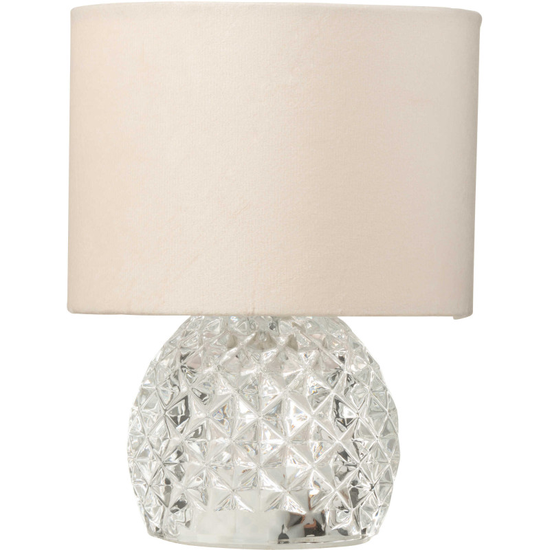 Lampe à poser moderne chic sans fil Hauteur 23 cm en Verre Transparent Tissu Blanc Chikita - 1