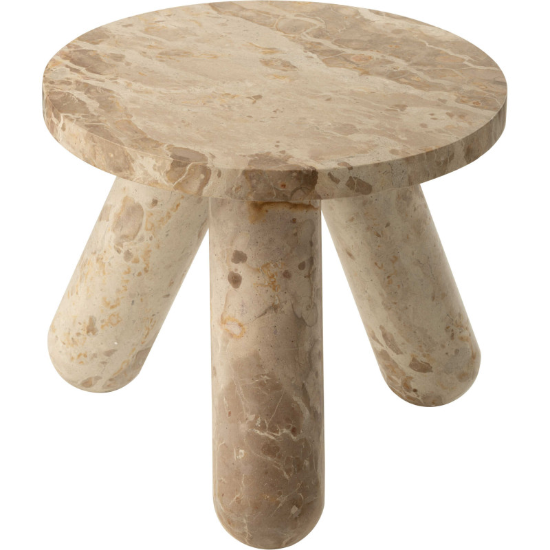 Petite Table d'appoint moderne chic Ronde en Marbre Beige Calysso - 2