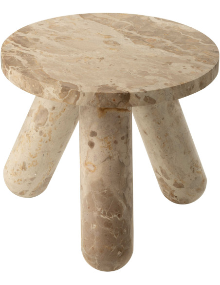 Petite Table d'appoint moderne chic Ronde en Marbre Beige Calysso - 2