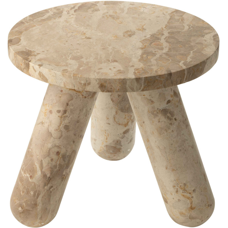 Petite Table d'appoint moderne chic Ronde en Marbre Beige Calysso - 1