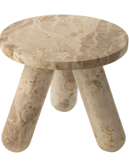 Petite Table d'appoint moderne chic Ronde en Marbre Beige Calysso - 1