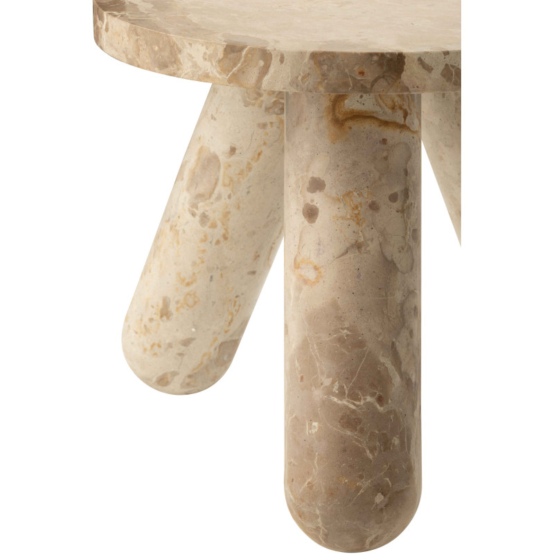 Petite Table d'appoint moderne chic Ronde en Marbre Beige Calysso - 3