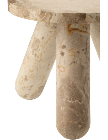 Petite Table d'appoint moderne chic Ronde en Marbre Beige Calysso - 3