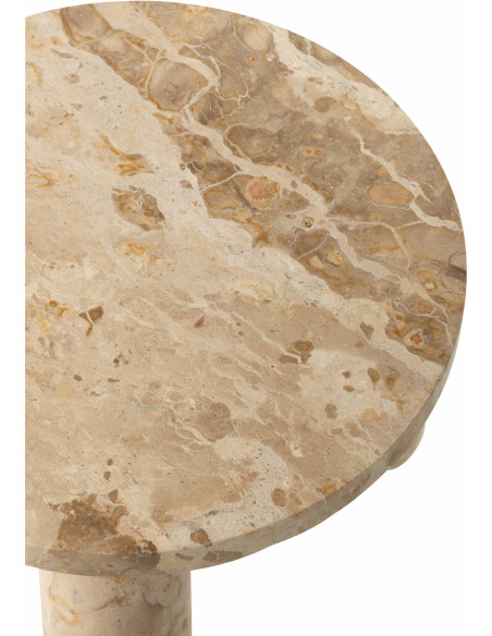 Petite Table d'appoint moderne chic Ronde en Marbre Beige Calysso - 4