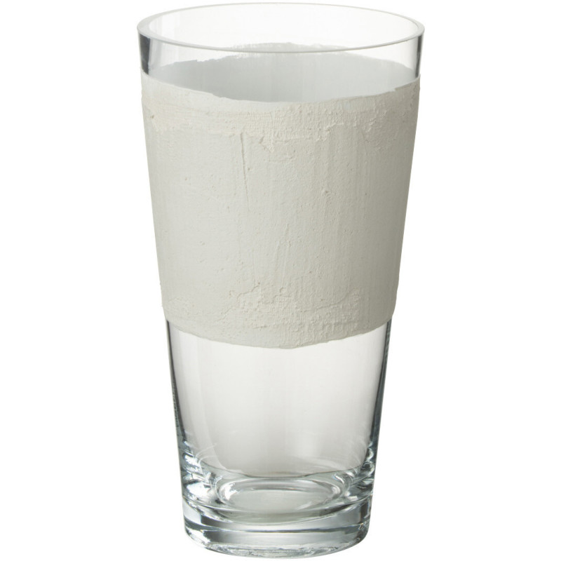 Vase Cylindrique Delph Hauteur 25 cm en Verre Blanc Transparent - 1