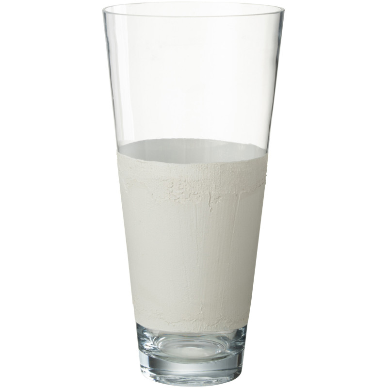 Vase Cylindrique Delph Hauteur 45 cm en Verre Blanc Transparent - 1