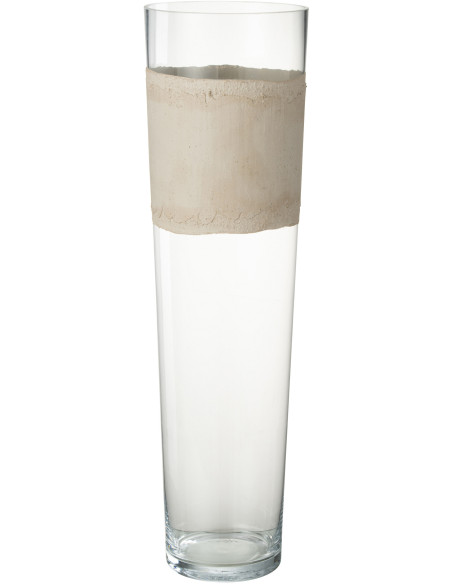 Vase Cylindrique XL Delph Hauteur 60 cm en Verre Beige Transparent - 1