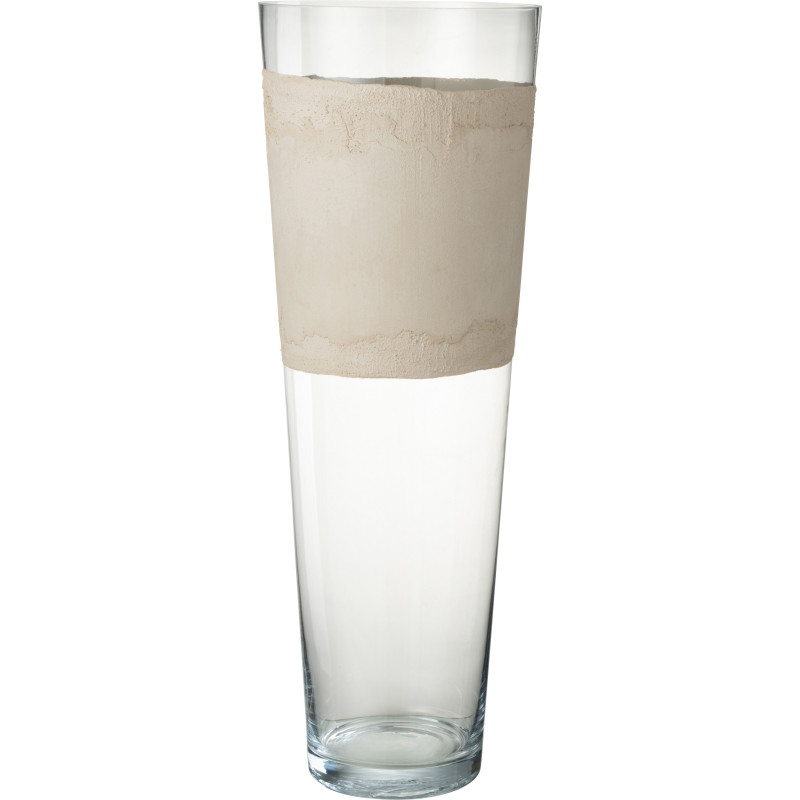 Vase Cylindrique XXL Delph Hauteur 70 cm en Verre Beige Transparent - 1