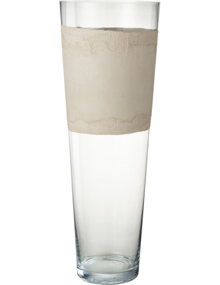 Vase Cylindrique XXL Delph Hauteur 70 cm en Verre Beige Transparent - 1