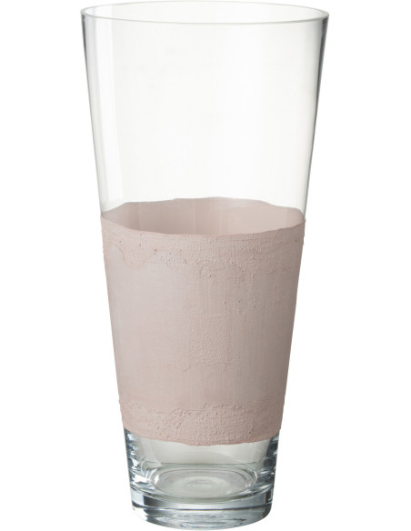 Vase Cylindrique Delph Hauteur 45 cm en Verre Rose Transparent - 1