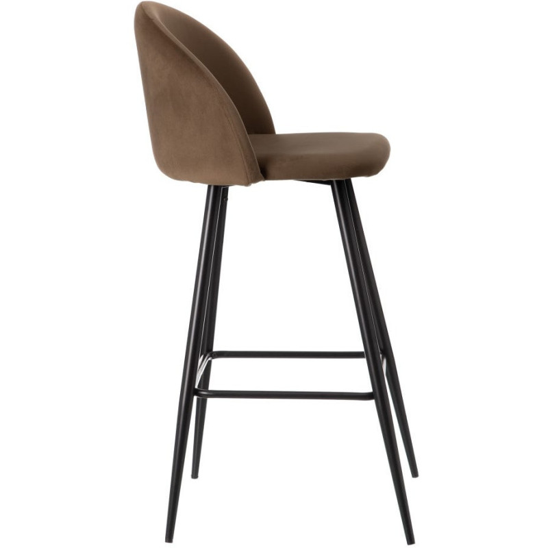 Tabouret de bar moderne avec dossier en Velours Marron Métal Noir Bravira (Lot de 2) - 3