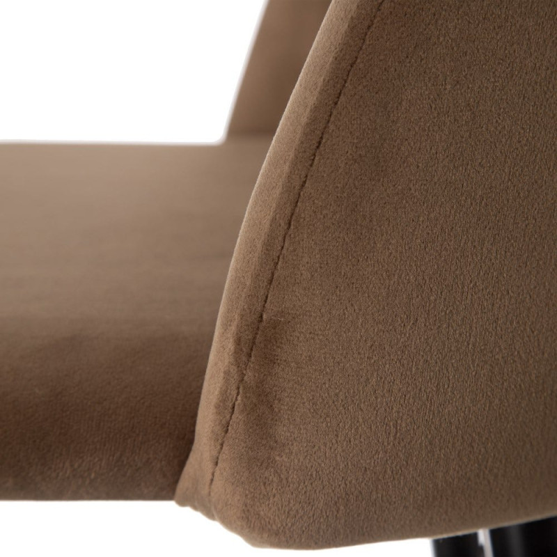 Tabouret de bar moderne avec dossier en Velours Marron Métal Noir Bravira (Lot de 2) - 5