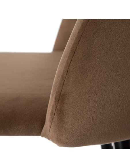 Tabouret de bar moderne avec dossier en Velours Marron Métal Noir Bravira (Lot de 2) - 5