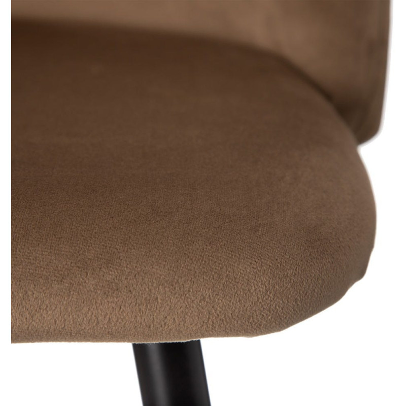 Tabouret de bar moderne avec dossier en Velours Marron Métal Noir Bravira (Lot de 2) - 6
